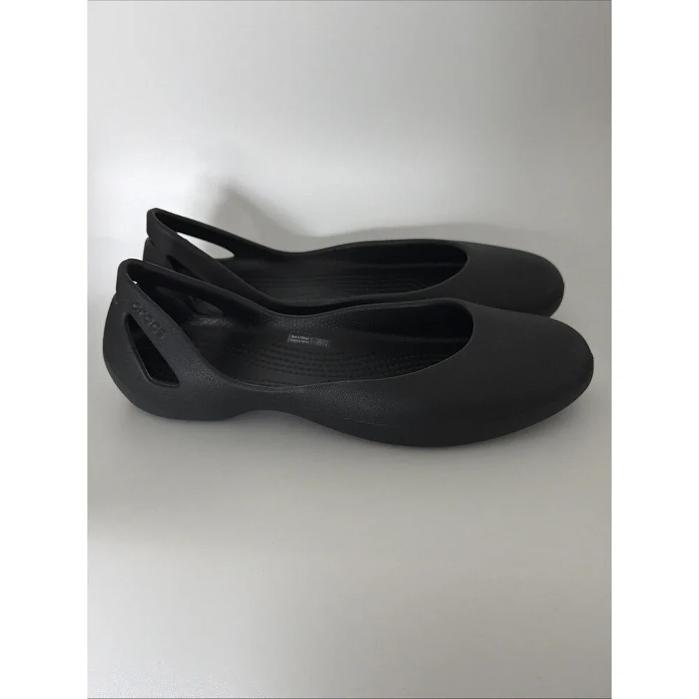 Crocs Kadee Ballet Flats Ballerina Shoes Womens Sz 10 Black Comfort Slip On NWOT